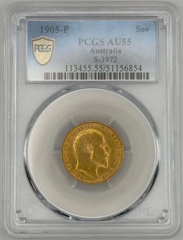 1905 Perth Edward VII Sovereign GEF (PCGS AU55) product image