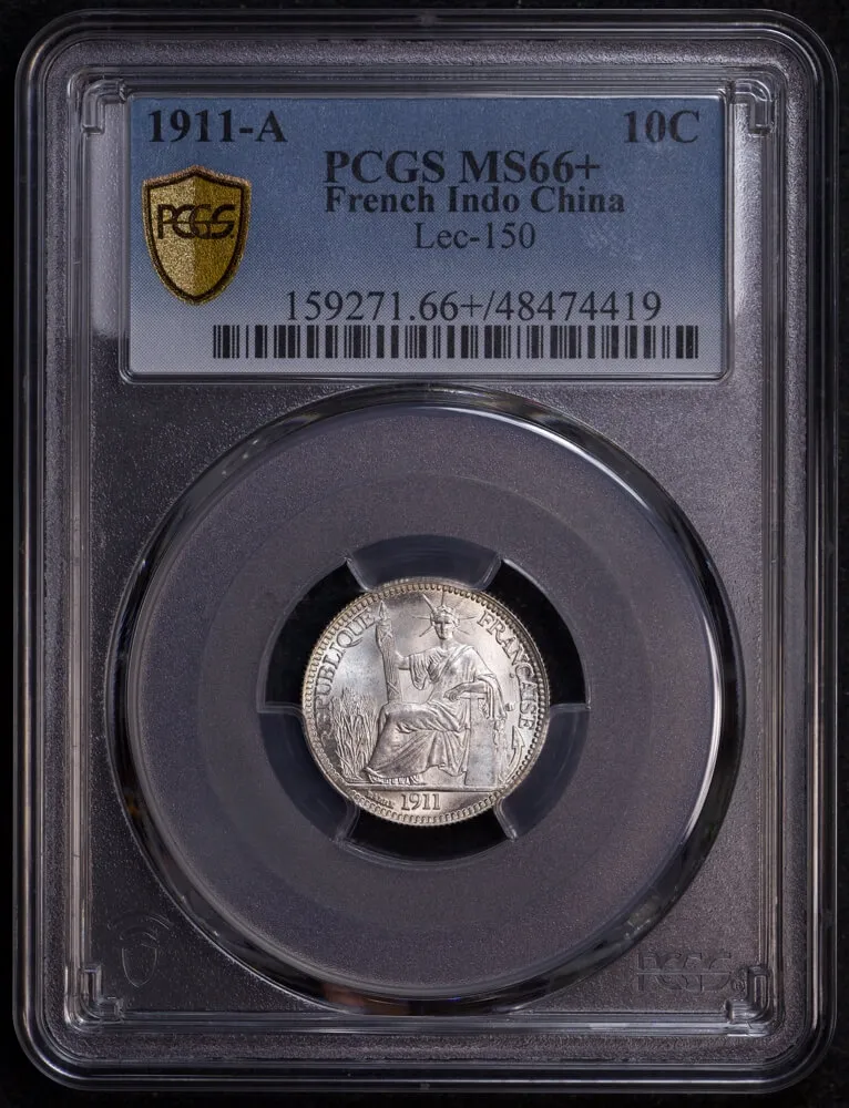 French Indo China 1911-A Silver 10 Cents Lec #150 PCGS MS66+ product image