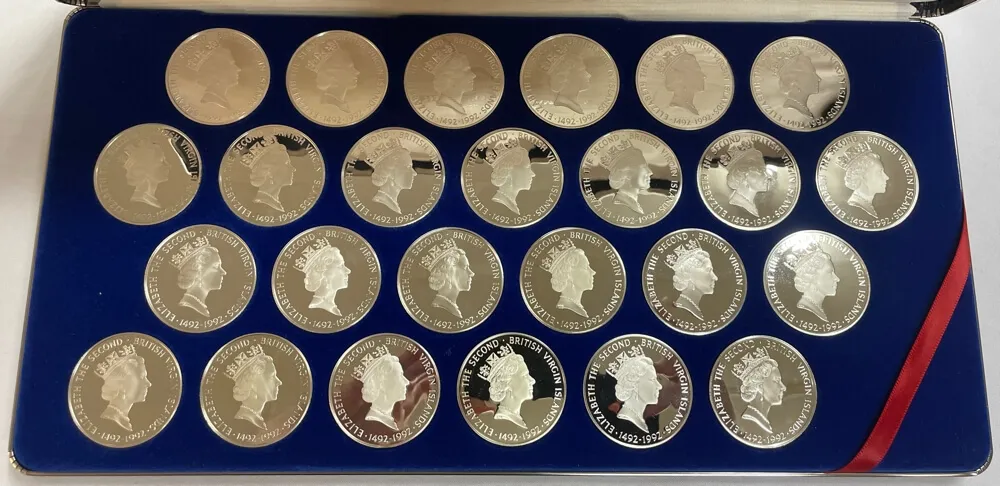 British Virgin Islands 1992 $25 Silver Proof Dollar Coin Collection Discovery of America product image