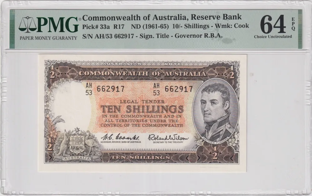 1961 Ten Shilling Coombs/Wilson R17 PMG 64 Choice Uncirculated product image