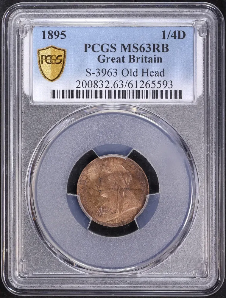 Great Britain 1895 Copper Farthing KM# 788.1 PCGS MS63RB product image