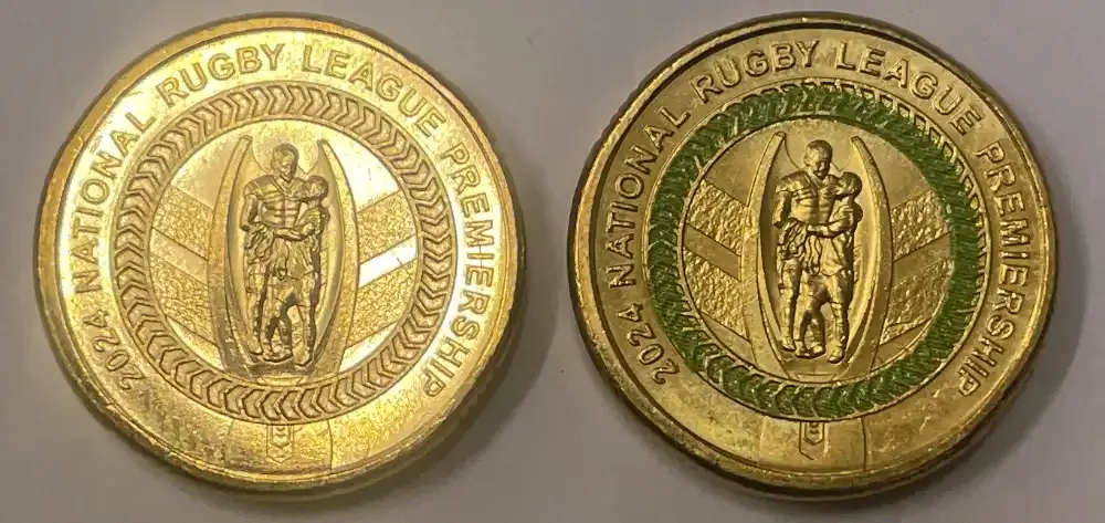2017 $2 Coloured Coin Men's NRL Bullseye Error Uncirculated product image