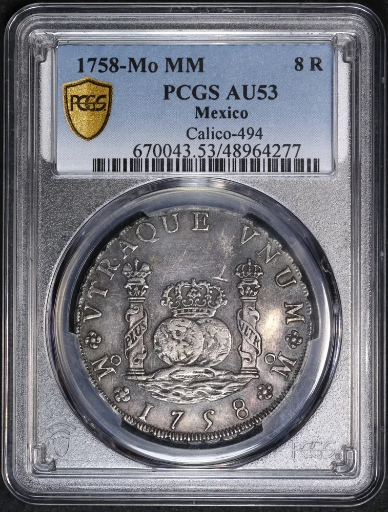 Mexico 1758-Mo MM Silver 8 Reales KM#104.2 PCGS AU53 product image