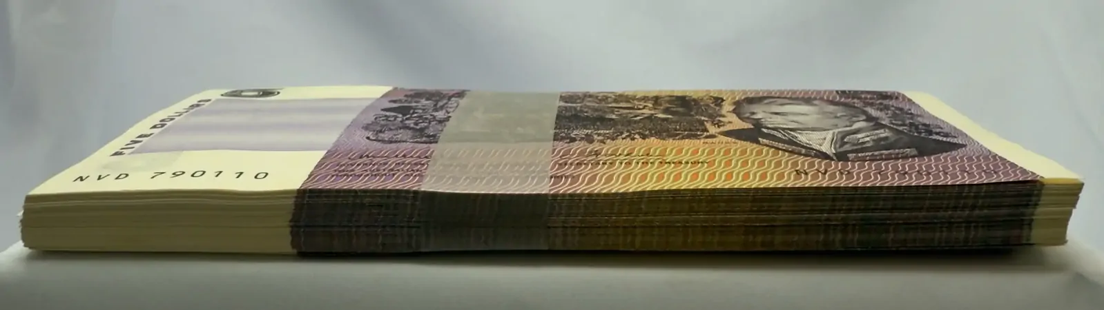 1976$5 Note BundleOCR-B Serials Side Thread First Prefix Knight/Wheeler R206cF product image