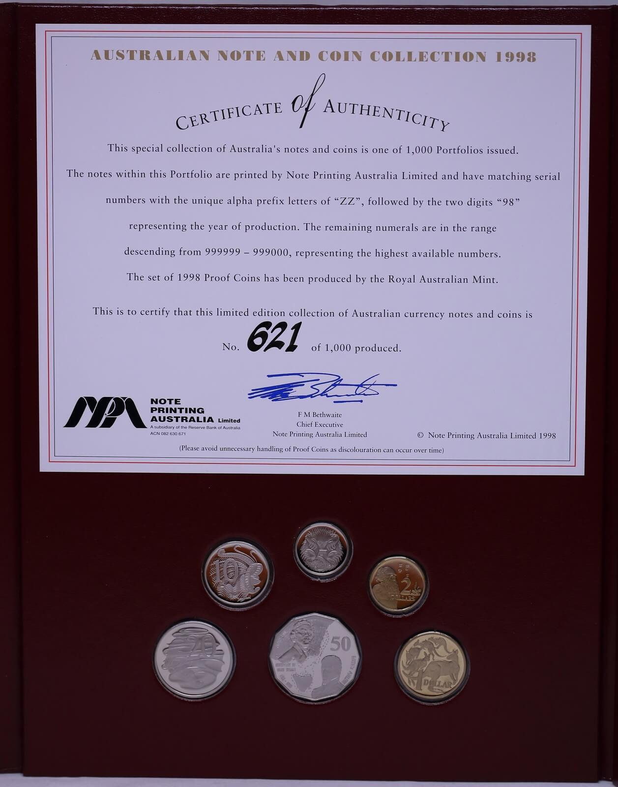 1998 Note And Coin Set of Circulating Coins And Notes ZZ98 product image