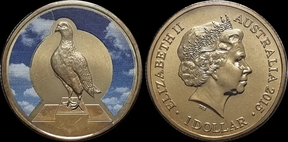 2015 Coloured $1 Coin Unlikely Heroes - Blue Chequer Cock product image
