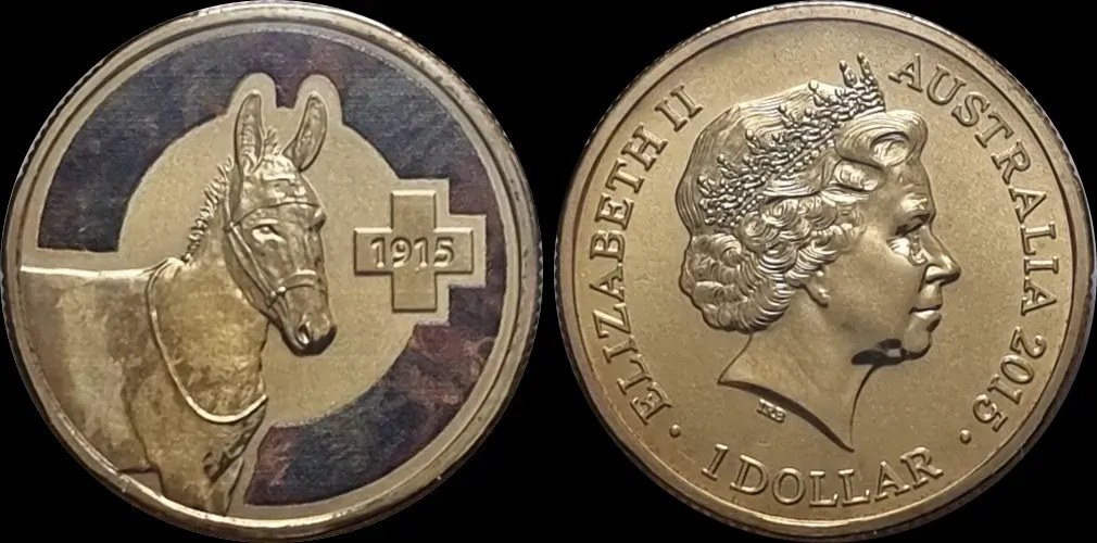 2015 Coloured $1 Coin Unlikely Heroes - Murphy the Donkey product image