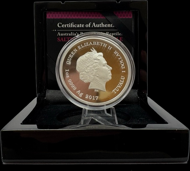 Tuvalu 2017 Silver 1oz Proof Remarkable Reptiles - Saltwater Crocodile product image
