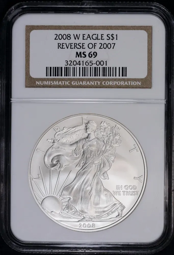 United States 2008-W Silver 1oz Eagle 2007 Reverse Error NGC MS69 product image