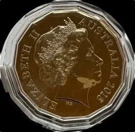 2015 50 Cent Tetradecagon Coin Year of the Goat White Case product image