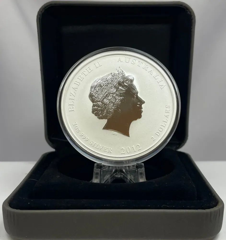 2012 Silver 2 Ounce Coloured Proof Coin Lunar Dragon Perth Show Special product image