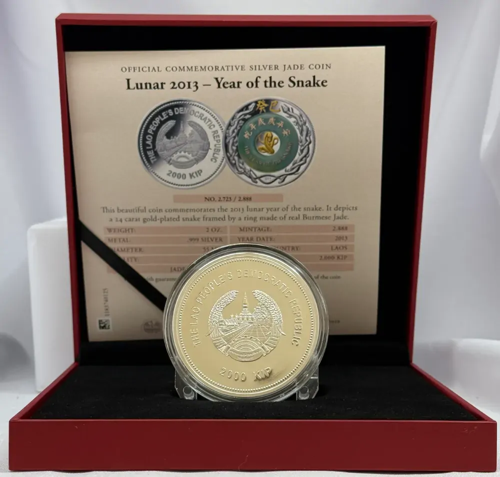 Laos 2013 Silver 2000 Kip Proof Jade Snake product image