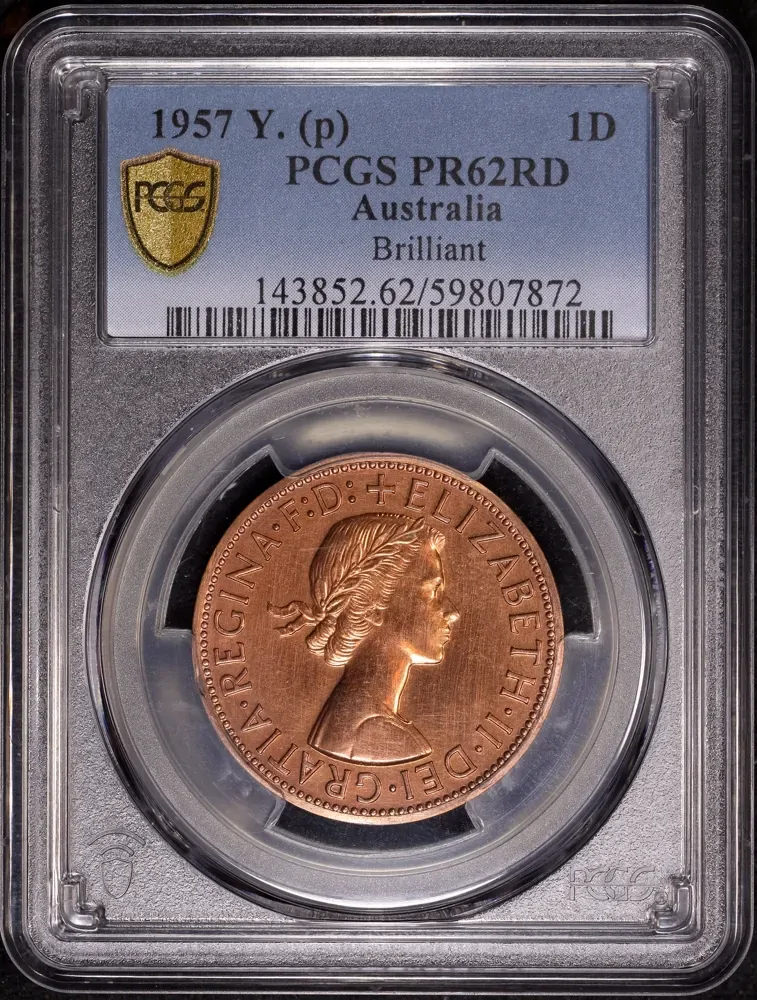 1957 Perth Proof Penny Brilliant Type PCGS PR62RD product image