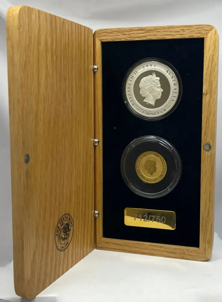 2005 Gold and Silver 1oz Proof 2 Coin Set Dancing Man product image
