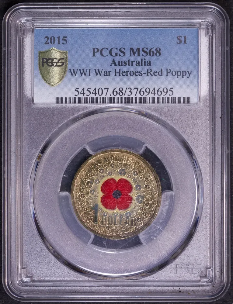 2015 One Dollar WWI War Heroes - Red Poppy PCGS MS68 product image