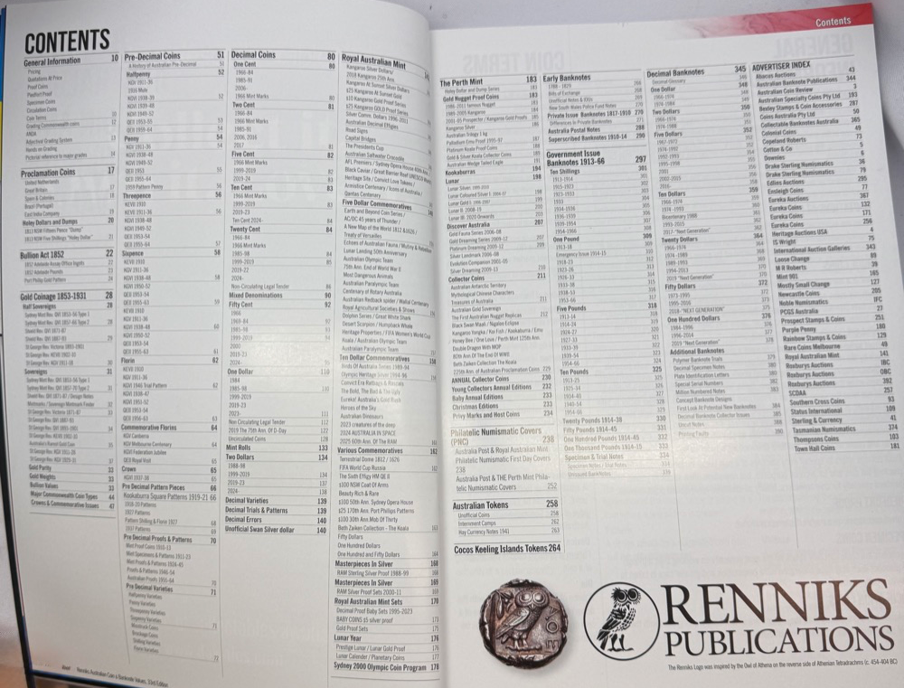 Renniks Australian Coin & Banknote Values 33rd Edition Book Soft Cover product image