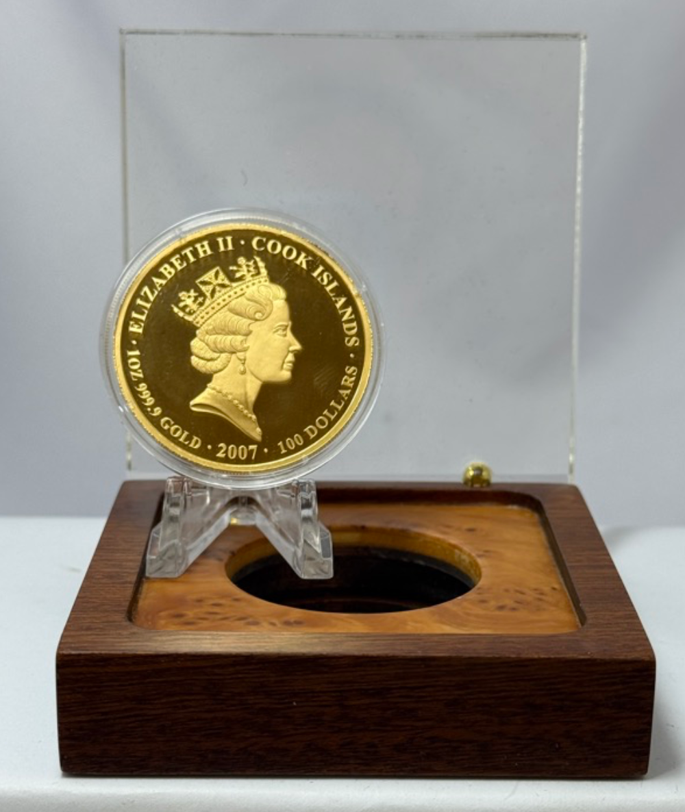 Cook Islands 2007 Gold Proof 100 Dollar / 1oz Lenticular Coin Sydney Harbour Bridge product image