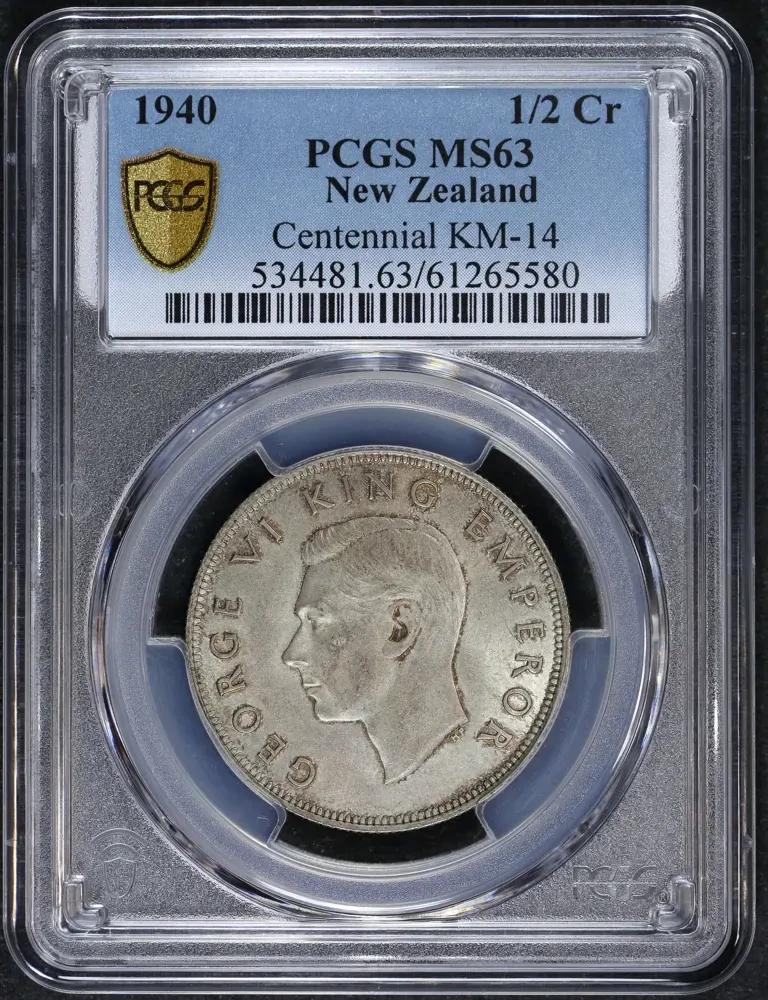 New Zealand 1940 Silver Half Crown Centennial KM#14 PCGS MS63 product image