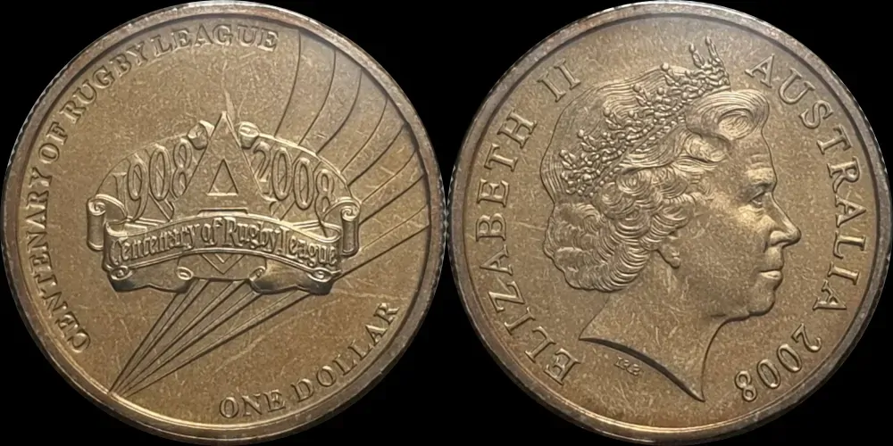 2008 1 Dollar Centenary of Rugby League Coin and Stamp Booklet product image