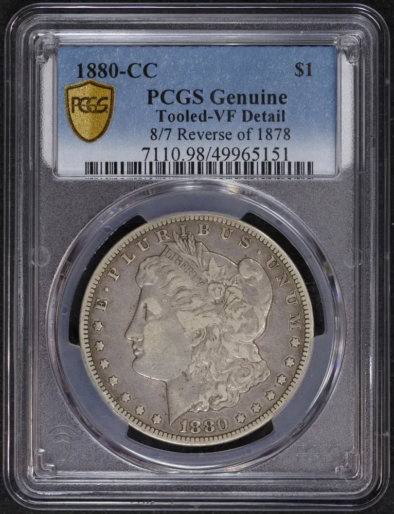 United States 1880-CC Silver  Morgan Dollar KM# 100 PCGS GENUINE VF product image