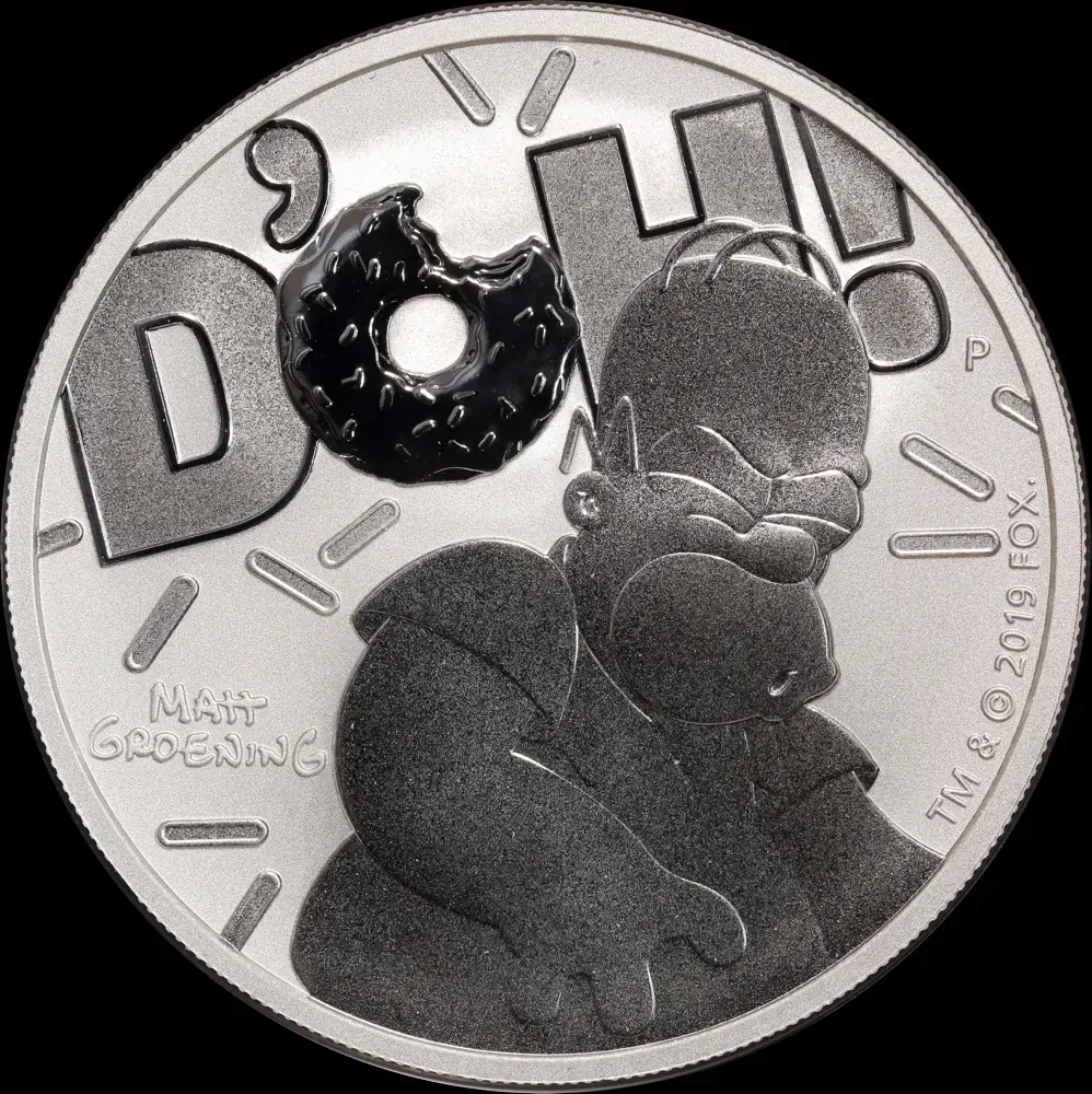 Tuvalu 2019 Silver 1 Dollar  Homer Simpson - Doh product image