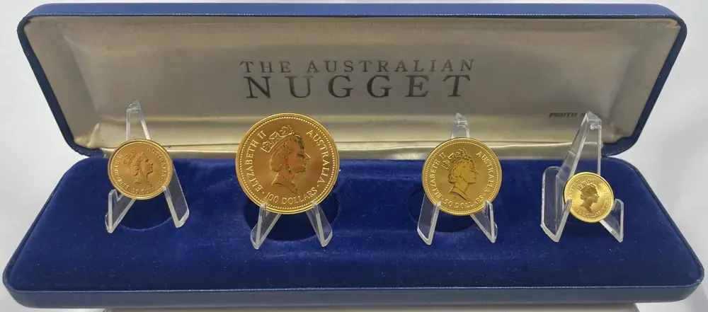 1986 Gold Four Coin Set (1 1/2 1/4 And 1/10) Australian Nuggets product image