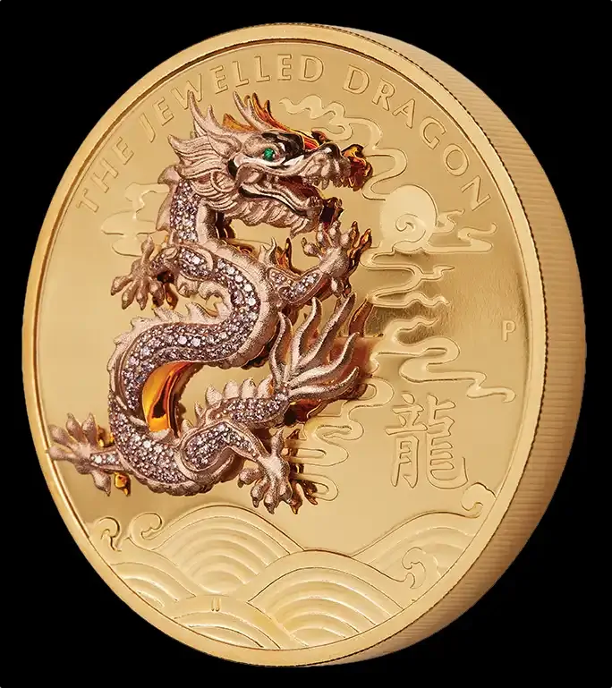 2019 Gold 10oz Proof Jewelled Dragon Masterpiece Coin