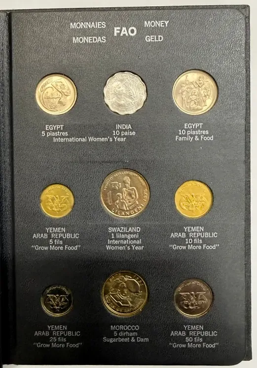 1974 - 1975 FAO Coin Album #4 Black (38 Coins/4 Stamps) Uncirculated product image