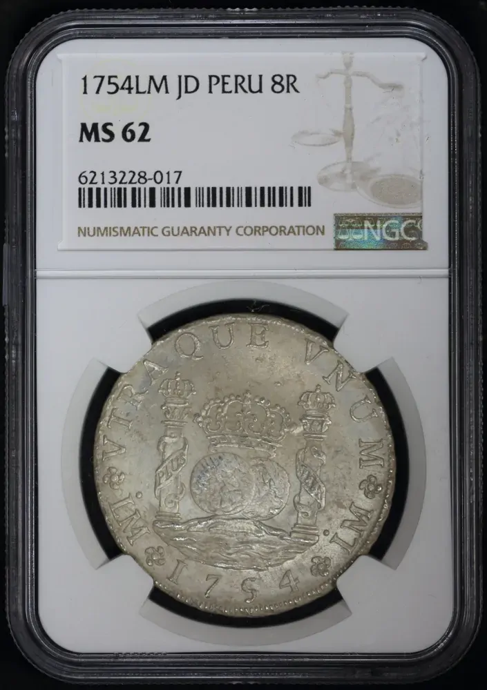 Peru 1754 Silver 8 Reales Calico# 457 NGC MS62 product image