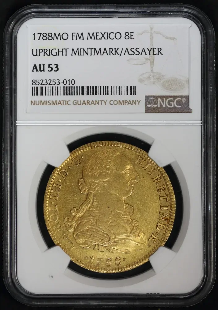 Mexico 1788 Gold 8 Escudos KM# 156.1a NGC AU53 product image