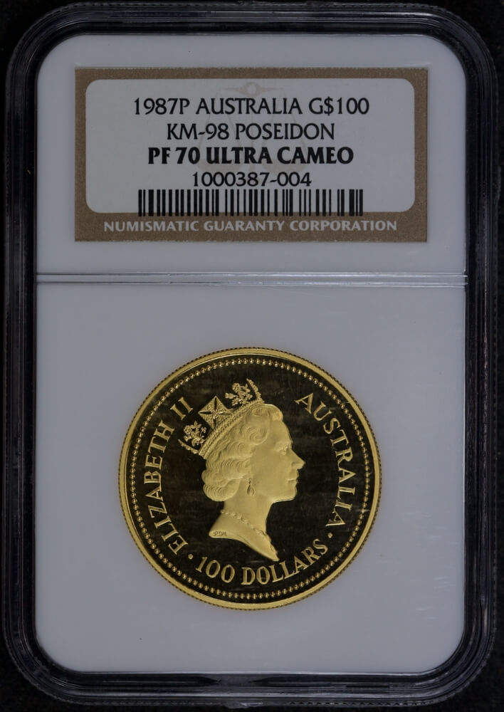 1987 Gold 1oz Proof Coin - Poseidon Nugget NGC PF70UC product image