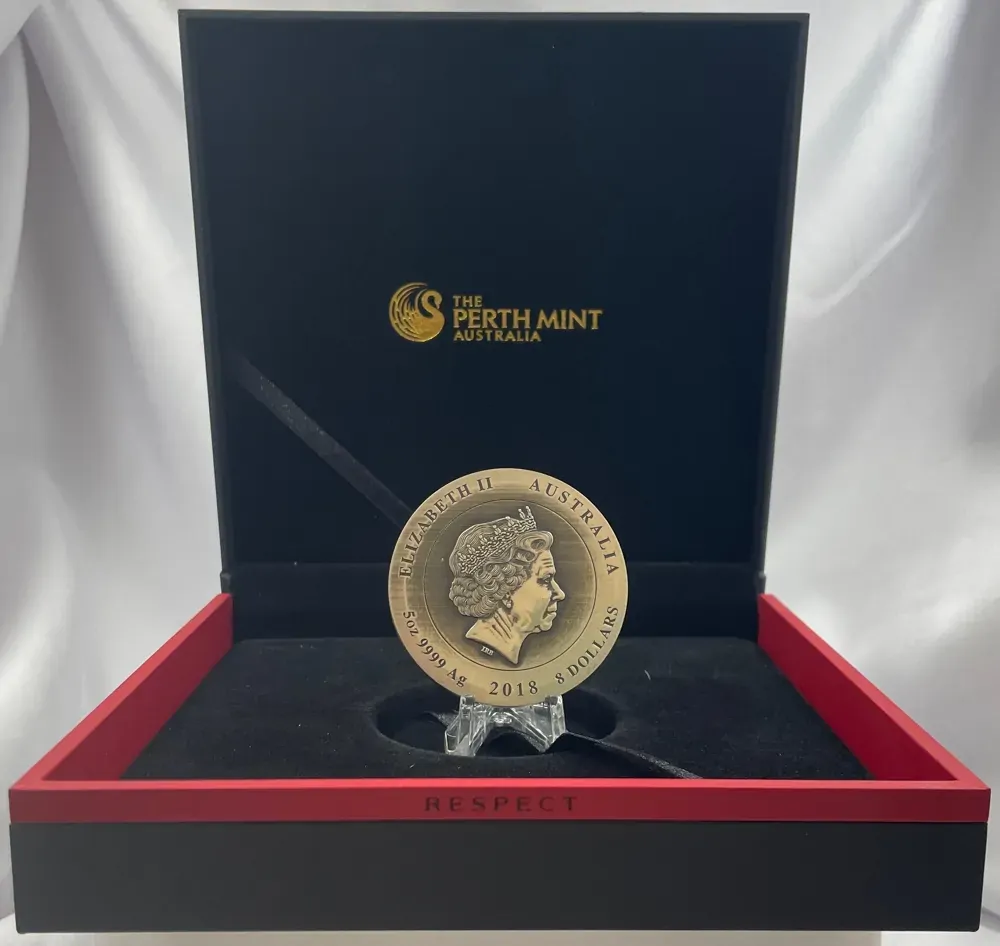 2018 Silver 5 Ounce Antiqued Proof Coin ANZAC Spirit product image