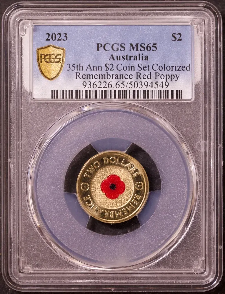 2023 Coloured 2 Dollar Remembrance Red Poppy PCGS MS65 product image