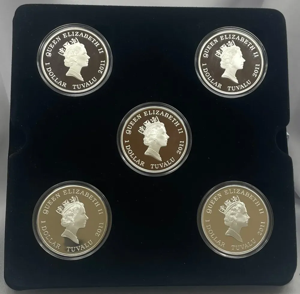 Tuvalu 2011 Silver 5 Coin Set Heroes & Villains product image