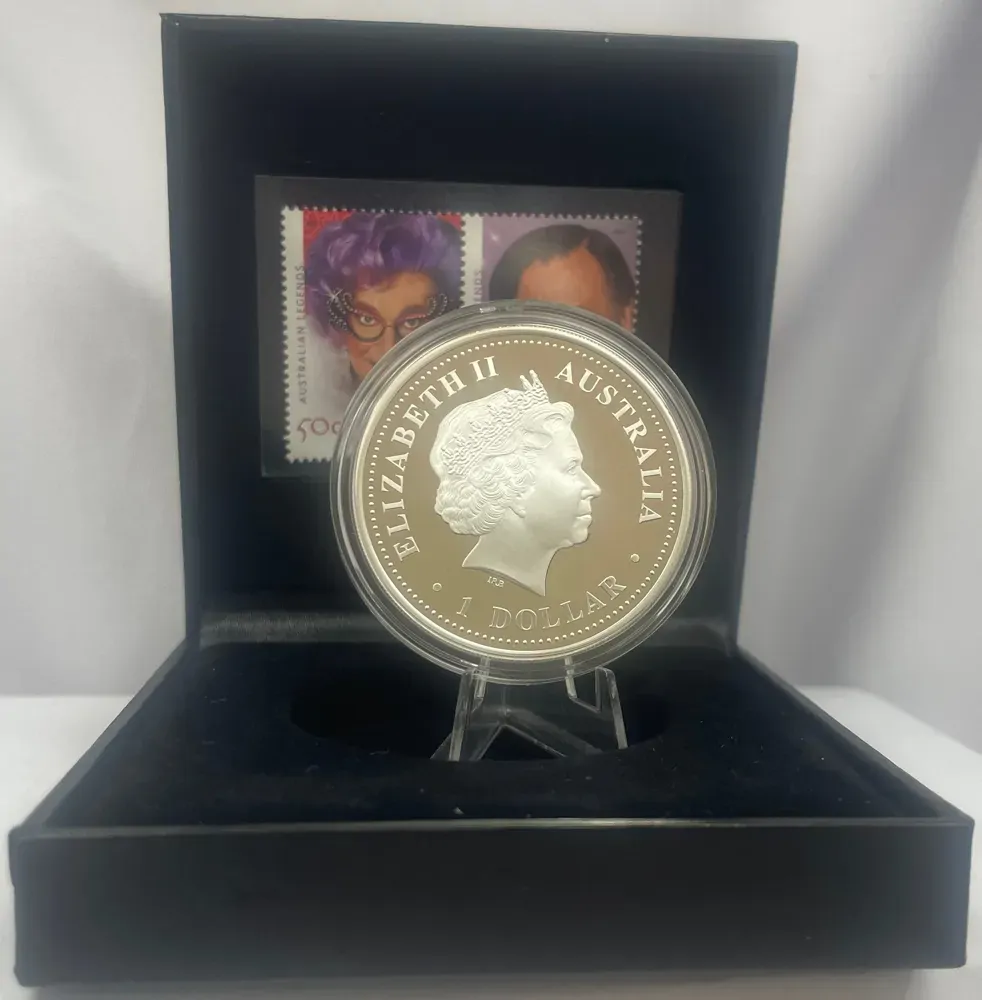 2006 Silver 1 Ounce Proof Coin & Stamp Set Dame Edna product image