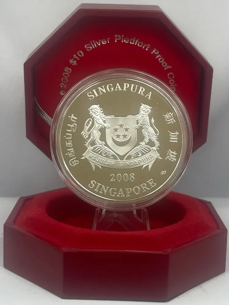 Singapore 2008 Silver 10 Dollar KM# 272 Coloured Piedfort Proof Rat product image
