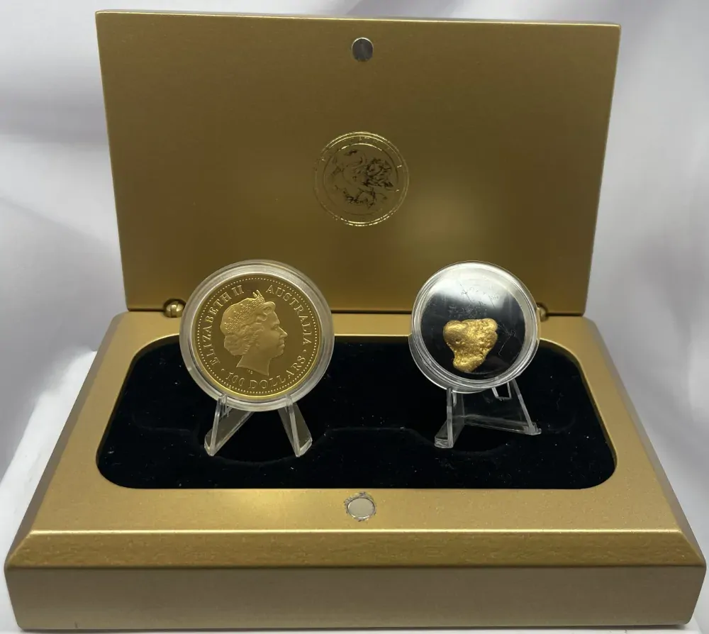 2005 Gold 1 Ounce Proof Coin & Nugget Prospector Set product image