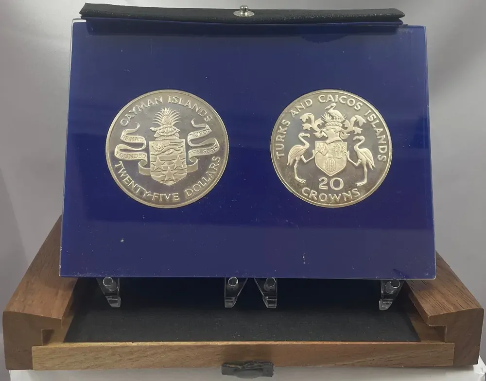 Cayman Islands / Turks & Caicos Islands 1974 Silver Proof Pair Sir Winston Churchill product image