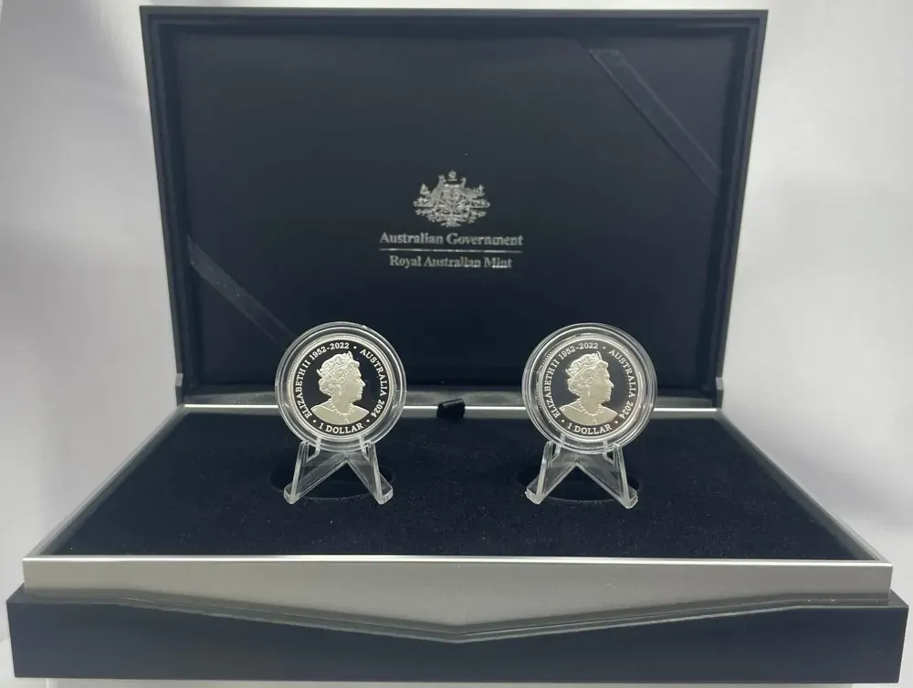 2024 Silver 1 Dollar 2 Coin Proof Set Australian Football League AFL product image