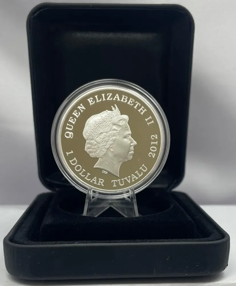 Tuvalu 2012 Silver 1 Dollar Proof Dragons of Legend Red Welsh Dragon product image