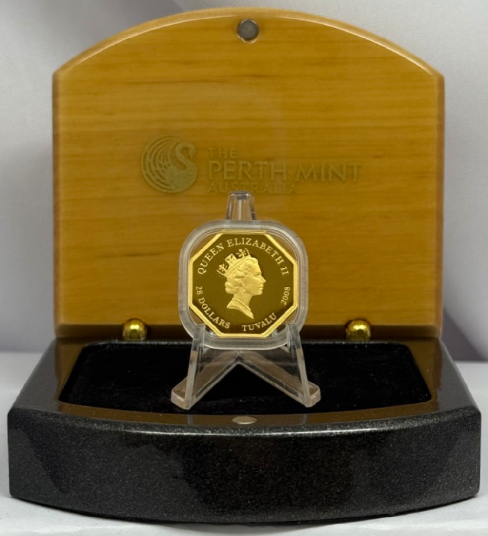 Tuvalu 2008 28 Dollar Gold Proof Coin Good Fortune product image