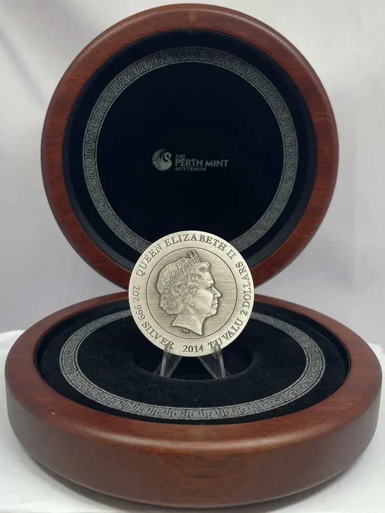 Tuvalu 2014 Silver 2 Ounce Antiqued Coin Gods of Olympus Hades product image