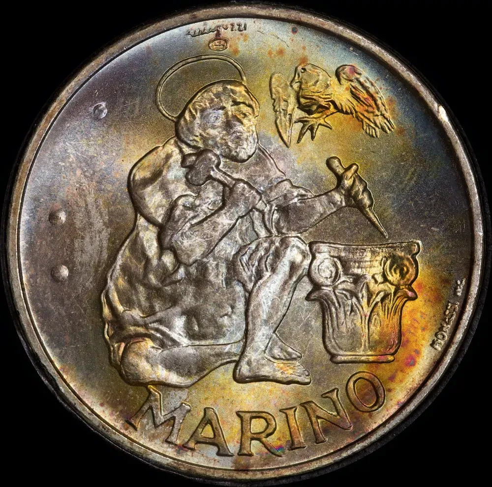 San Marino 1975 Silver 500 Lire Uncirculated Coin Numismatic Agency Opening product image