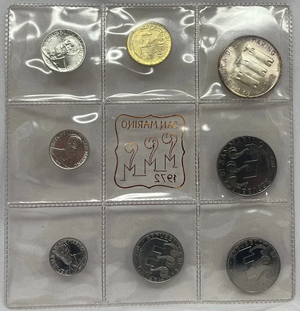 San Marino 1972 Uncirculated Coin Set includes Silver 500 Lire  product image