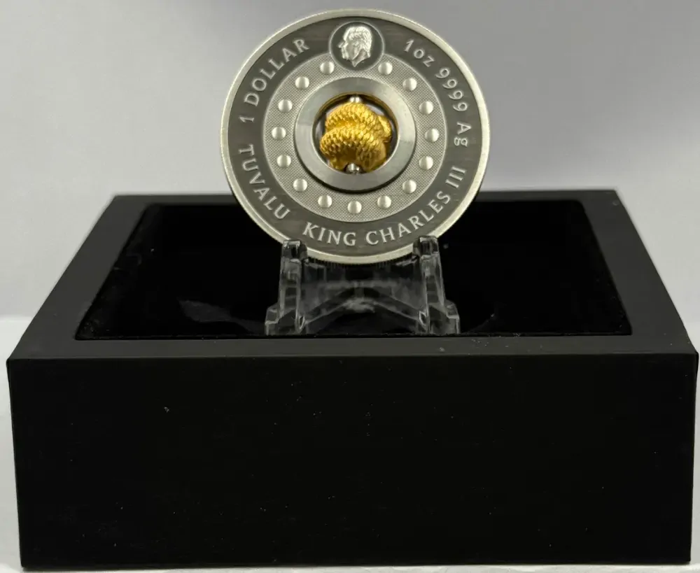 2025 Silver Lunar 1 Ounce Antiqued Coin Snake Rotating Charm product image