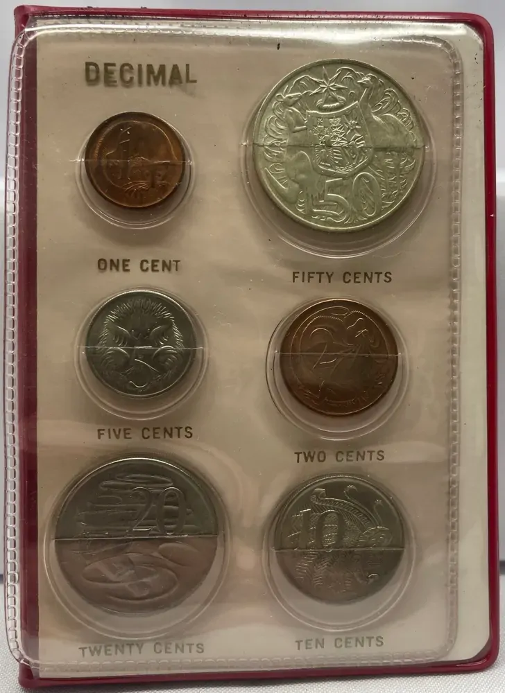 Australia 1966 Changeover Souvenir Red Wallet Pre-Decimal and Decimal Set product image