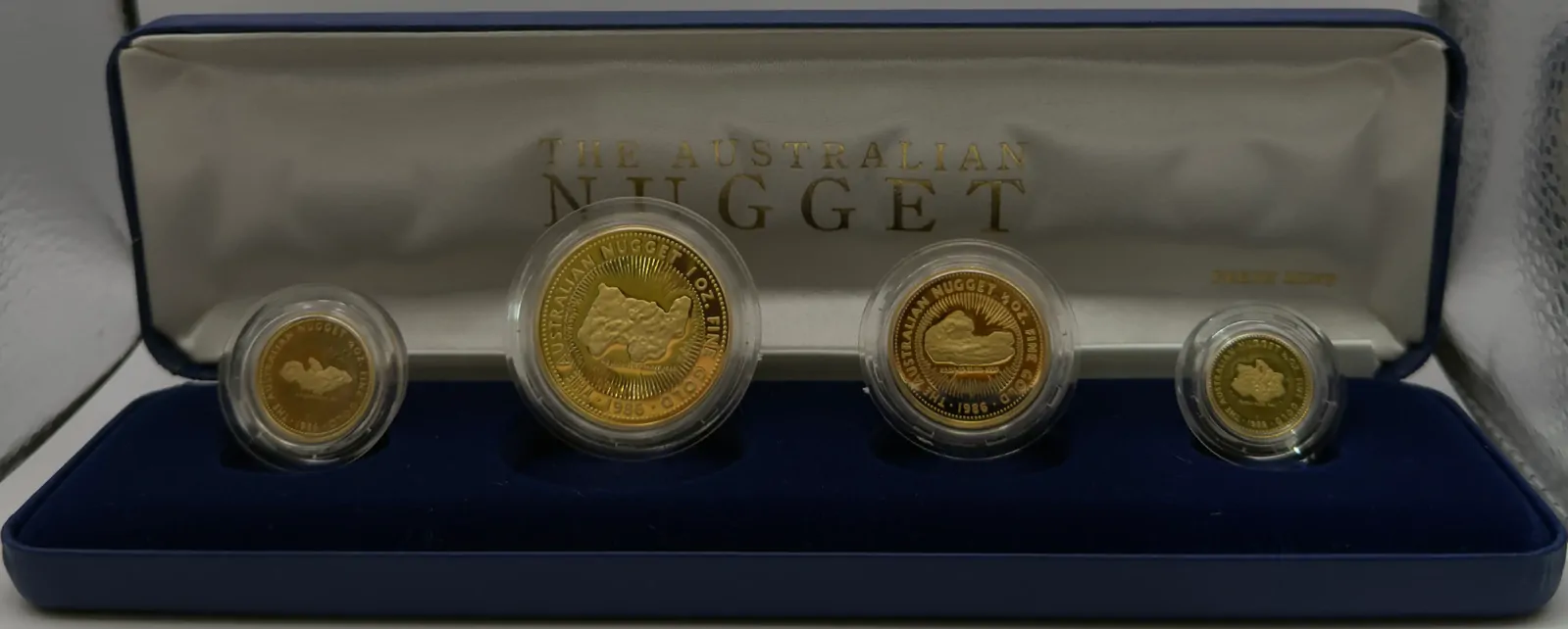 1986 Gold Four Coin Proof Set (1 1/2 1/4 And 1/10) Australian Nuggets