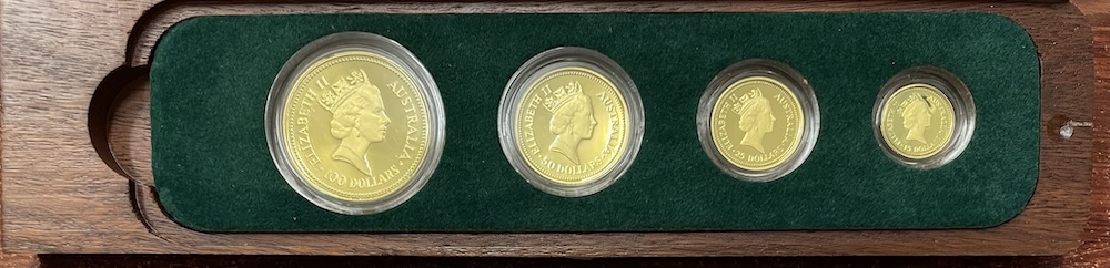 1988 Perth Mint Gold 4 Coin Proof Set (1oz to 1/10oz) Famous Nuggets product image