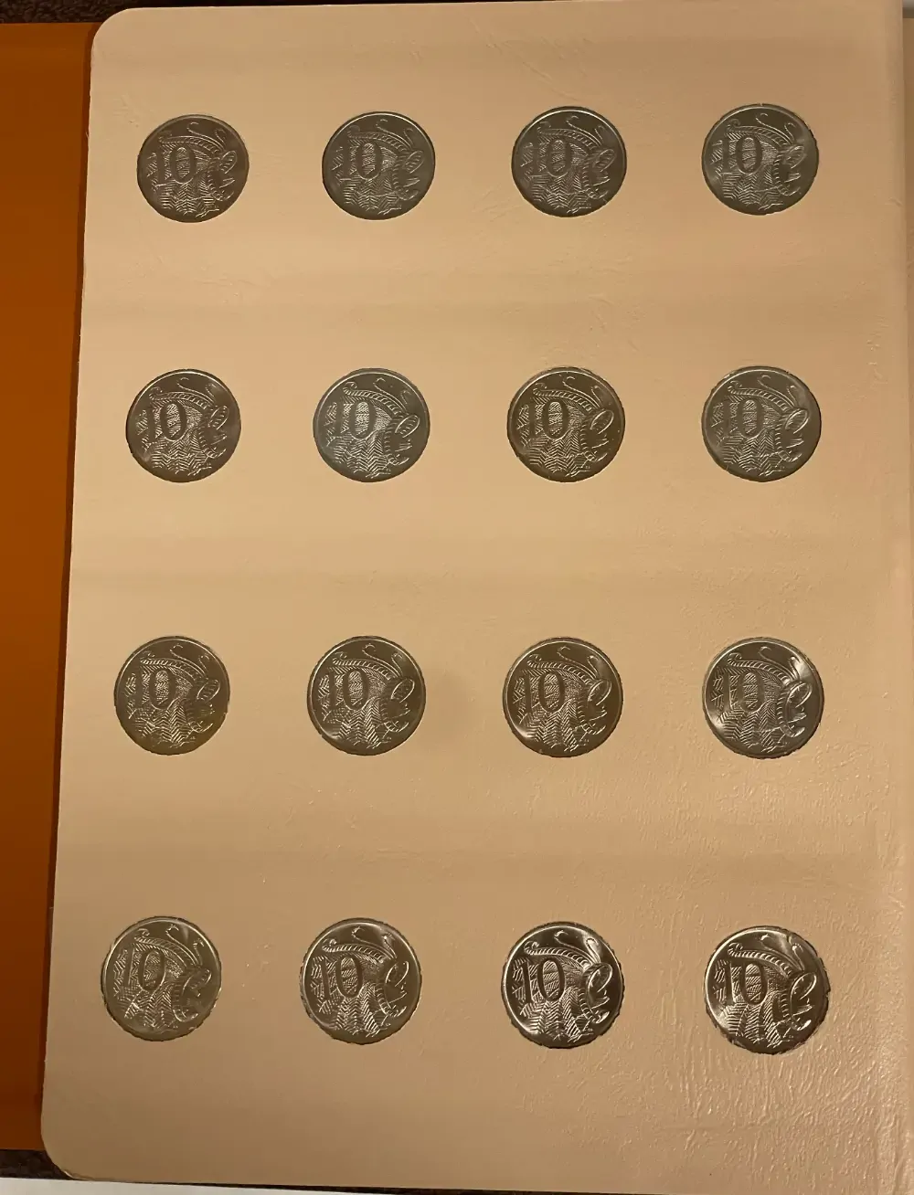 Complete Date Set of Australian 10 Cent 1966 to 2008 Uncirculated in Dansco Supreme Album product image