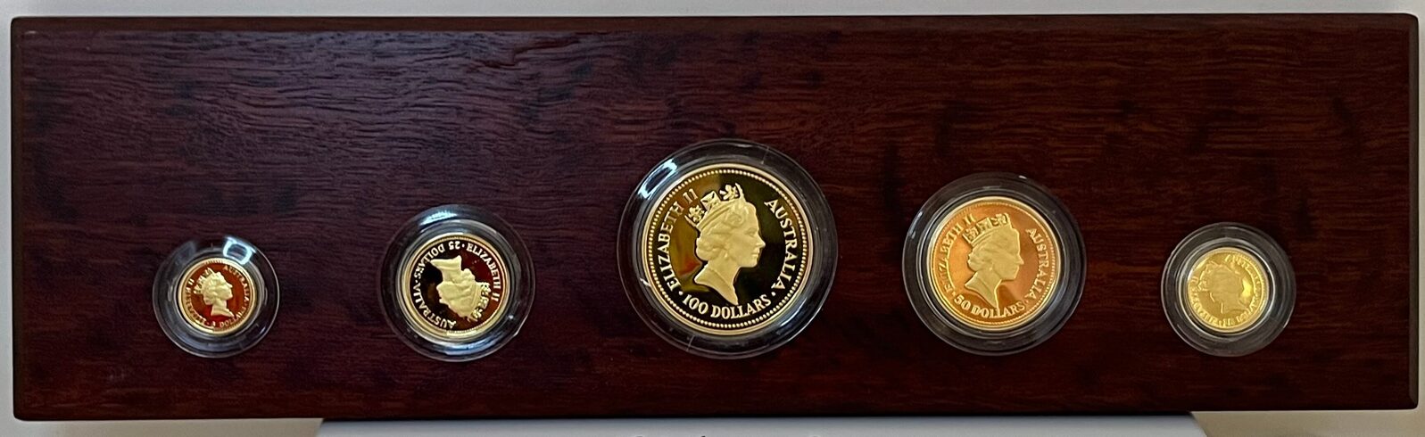 1989 Perth Mint Kangaroo Nugget Gold Five Coin Proof Set (1oz to 1/20oz) product image
